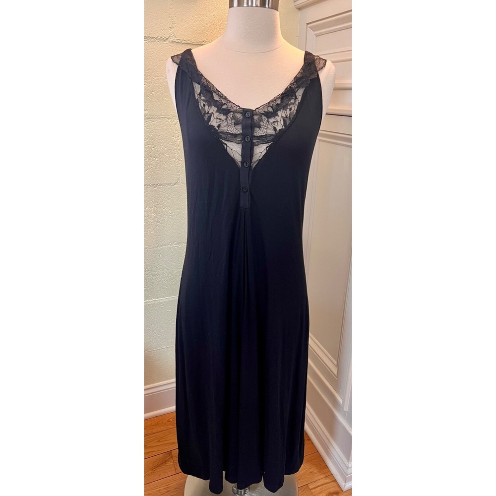 La Perla Villa Toscana Size 2 (Sz S) Nightgown Black Rayon Blend Lace Trim